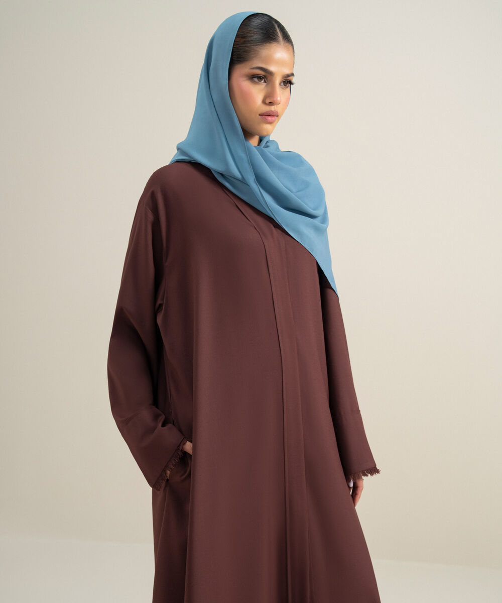 Women's Polyester Brown Front Open Regular Abbaya