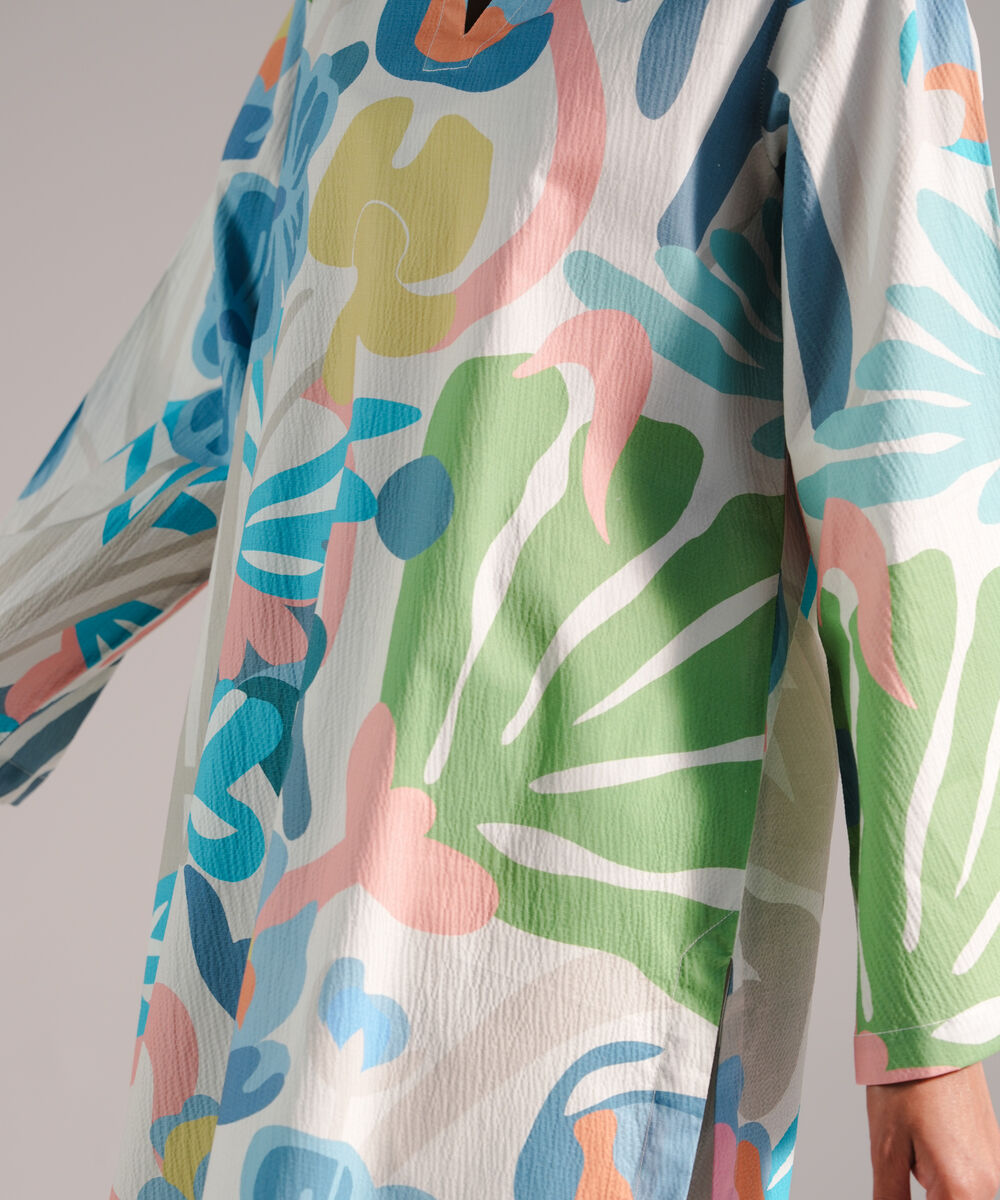 Women's RTW Seersucker Printed Grey 2 Piece Suit