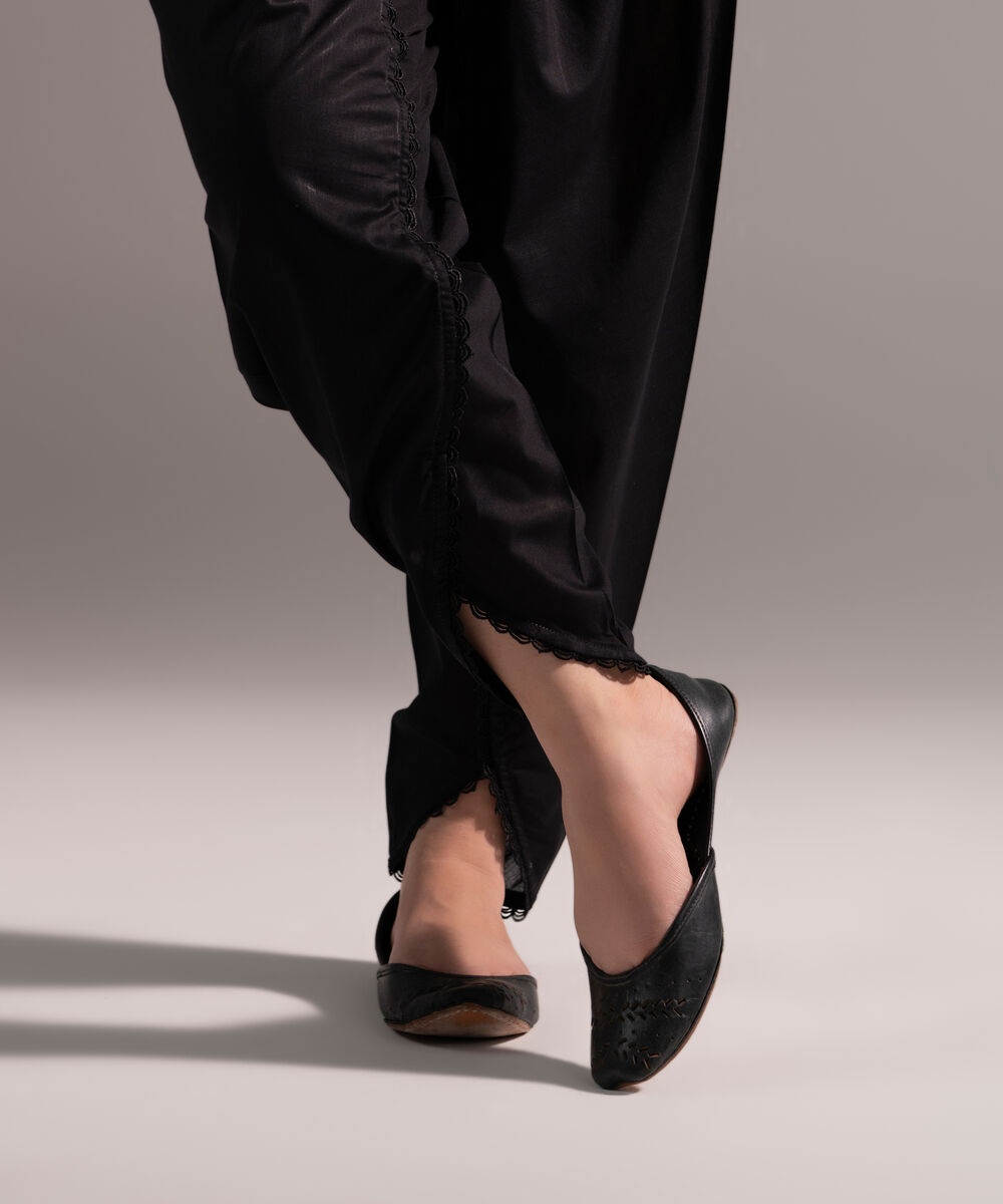 Women's RTW Crosshatch Solid Black Skinny Shalwar