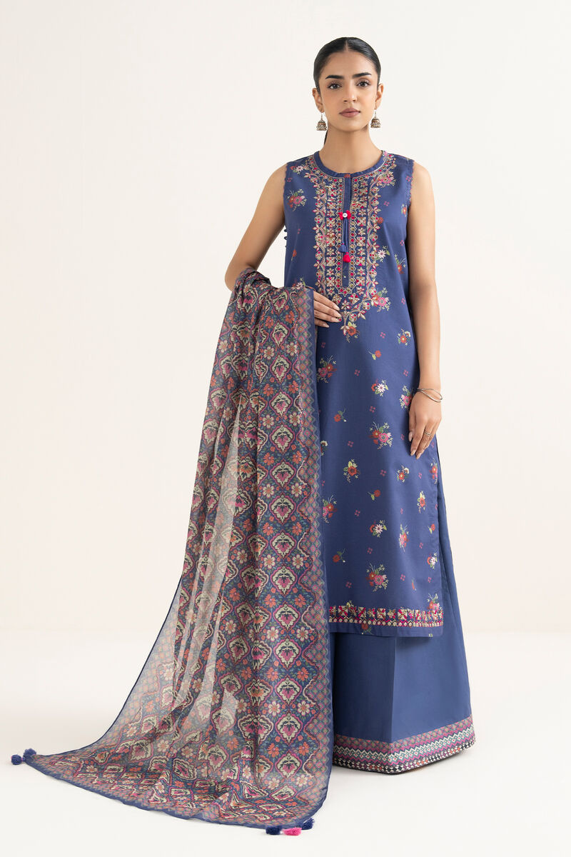 3 Piece - Embroidered Cotton Suit