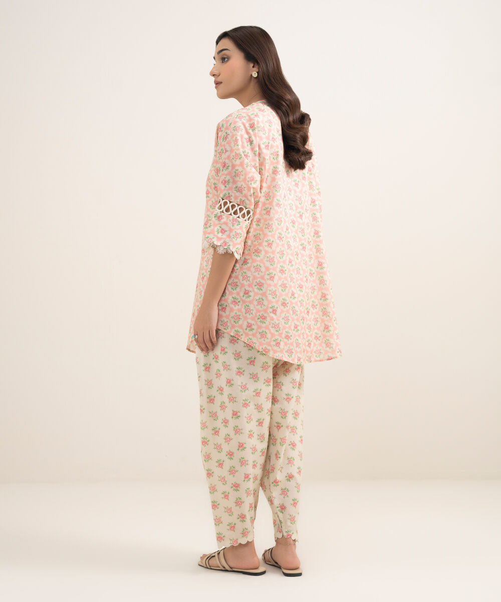 Women's RTW Lawn Printed Pink Boxy Shirt