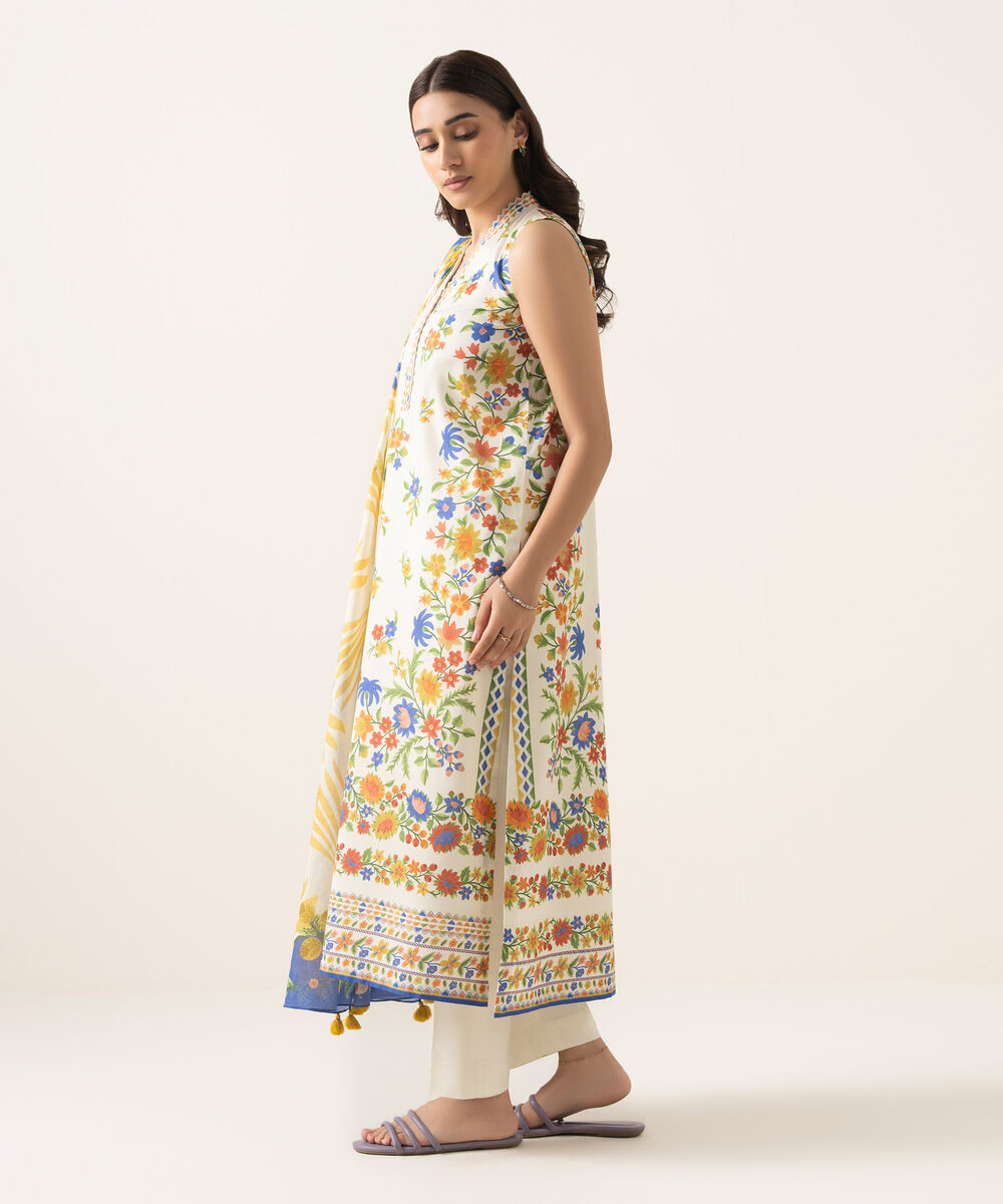 Women's Unstitched Lawn Printed Multi 3 Piece Suit