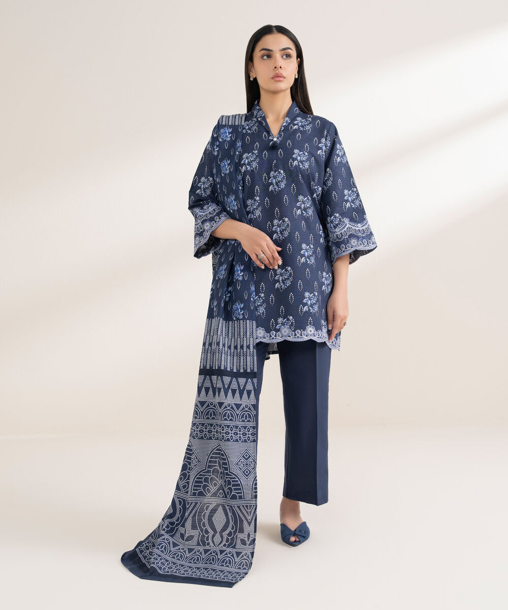 Women's RTW Khaddar Embroidered Black 3 Piece Suit