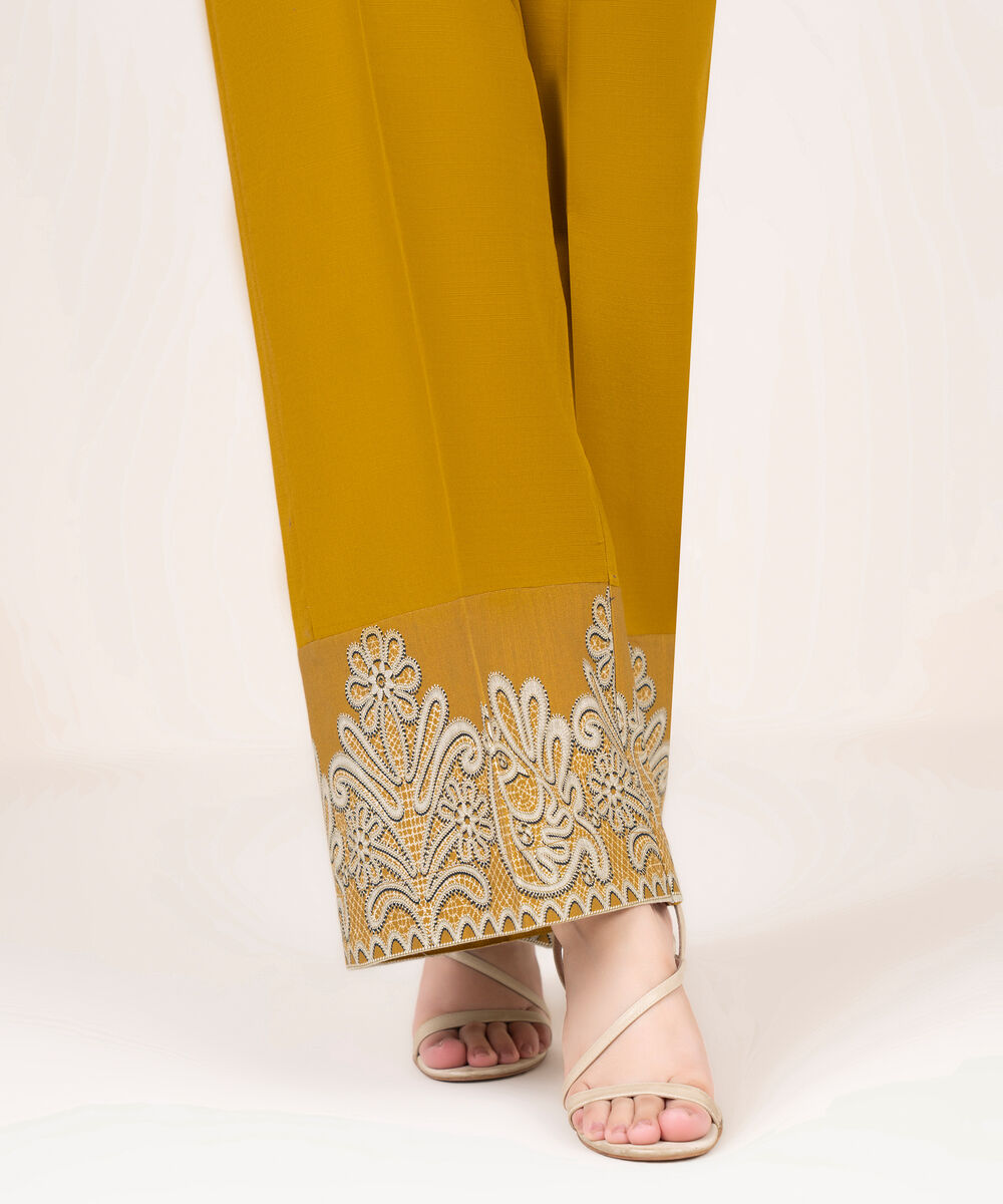 Women's RTW Khaddar Solid Mustard Culottes
