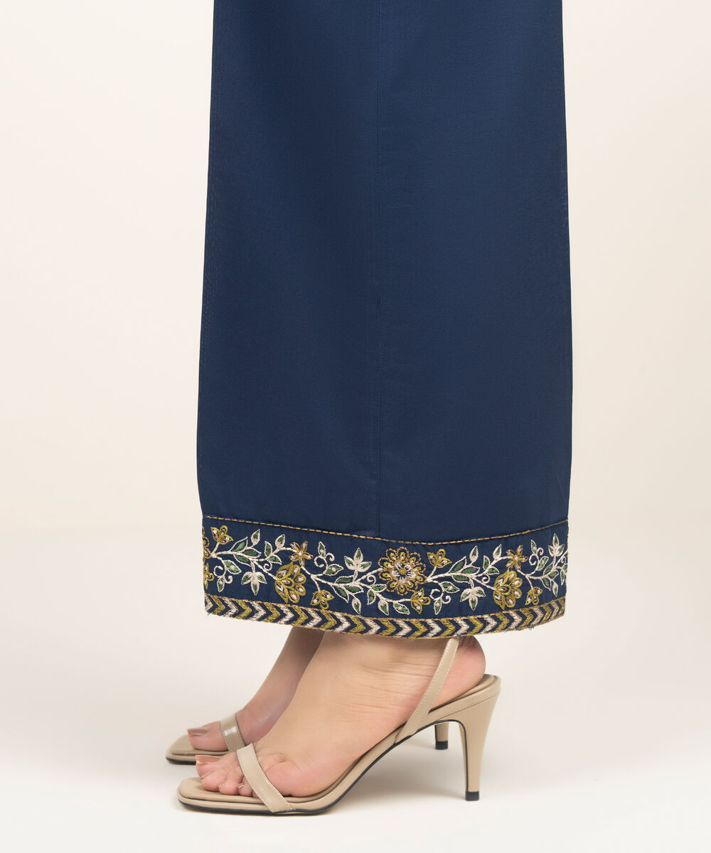 Women's RTW Cambric Embroidered Blue Culottes