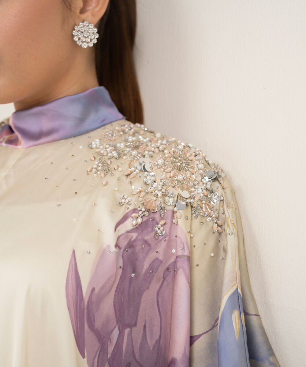 Women's RTW Blended Satin Printed Multi Kaftan