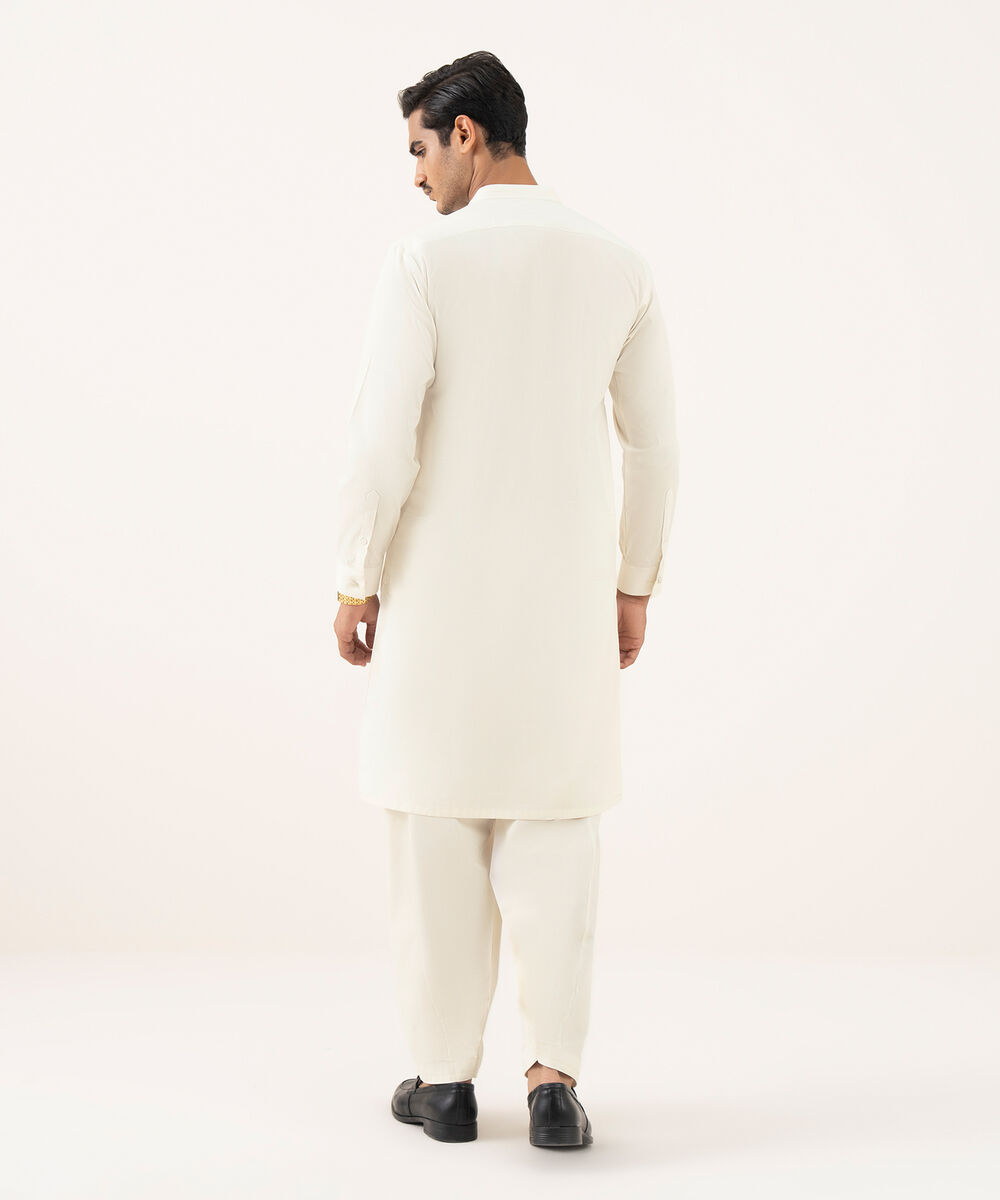 Men's Falak Embroidered Light Khaki Kurta Shalwar