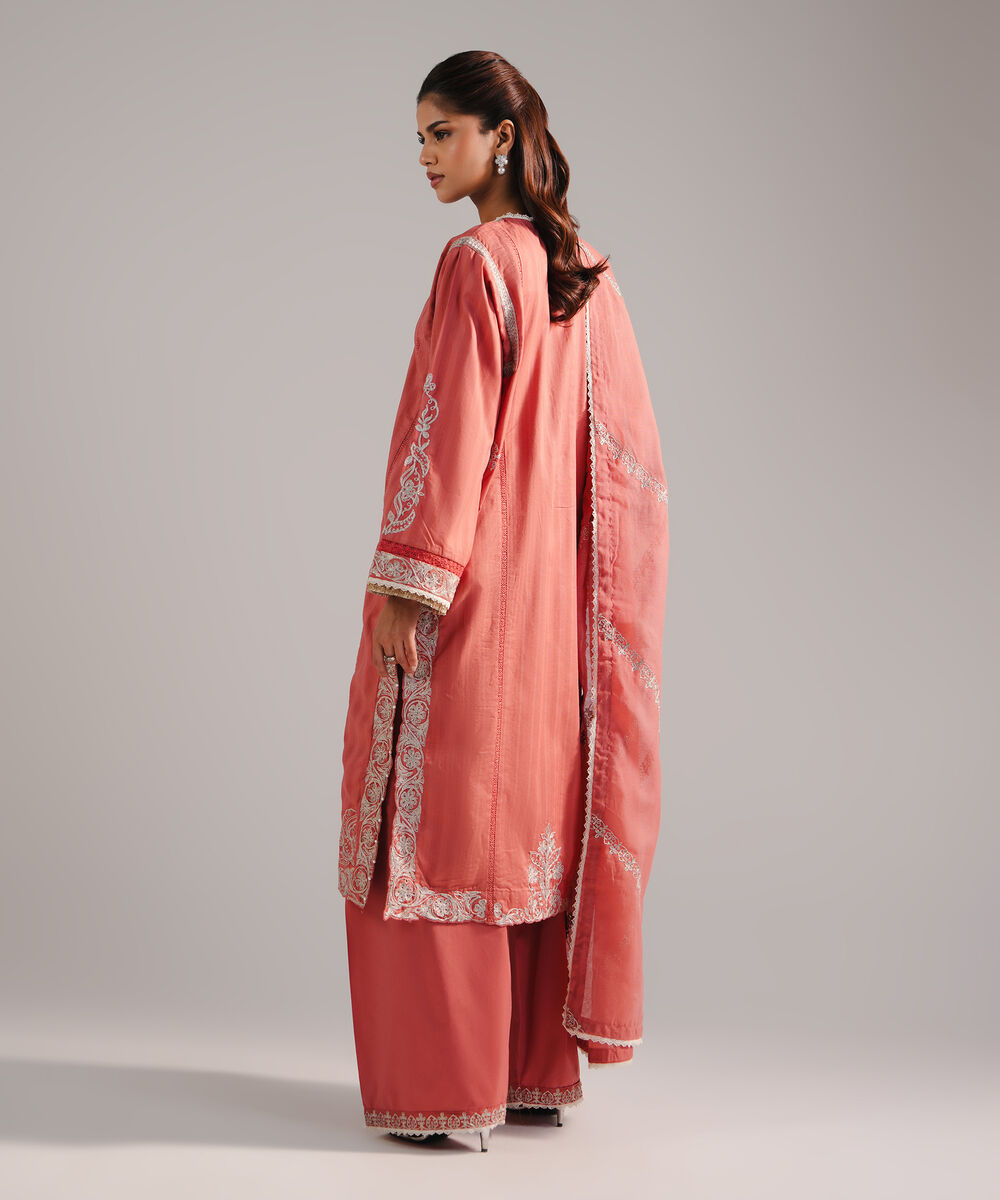 Women's RTW Leno Kara Embroidered Coral 3 Piece Suit