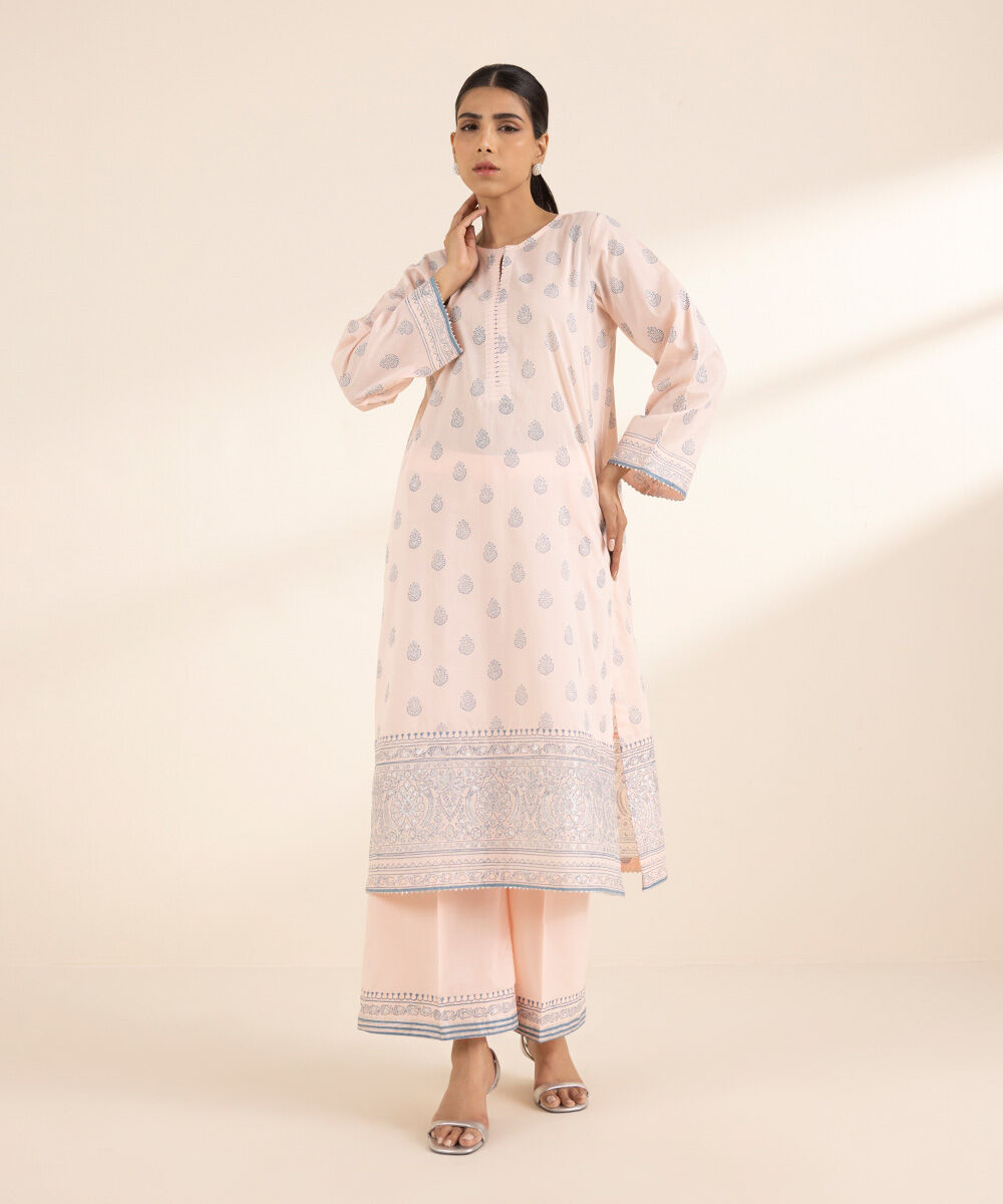 Women's RTW Lawn Pink Printed A-Line Shirt