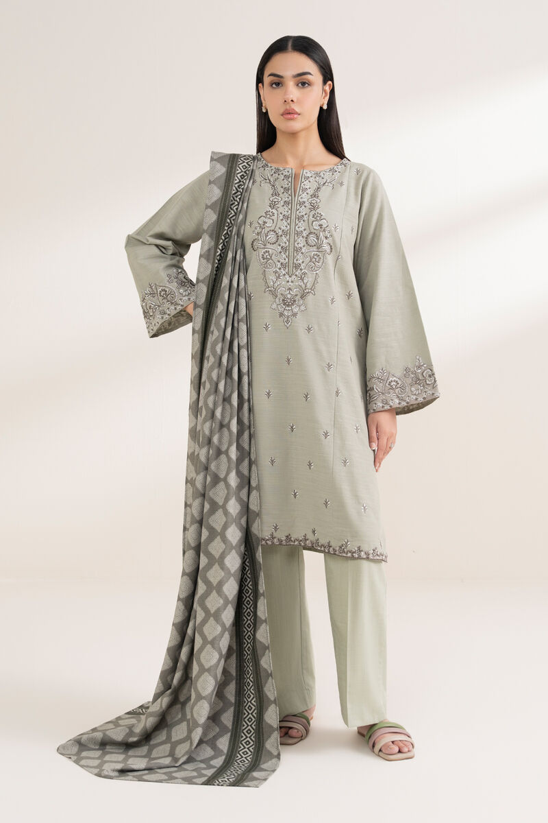 3 Piece - Embroidered Khaddar Suit