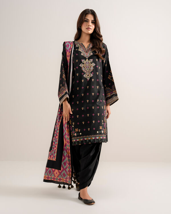 3 Piece - Embroidered Linen Suit