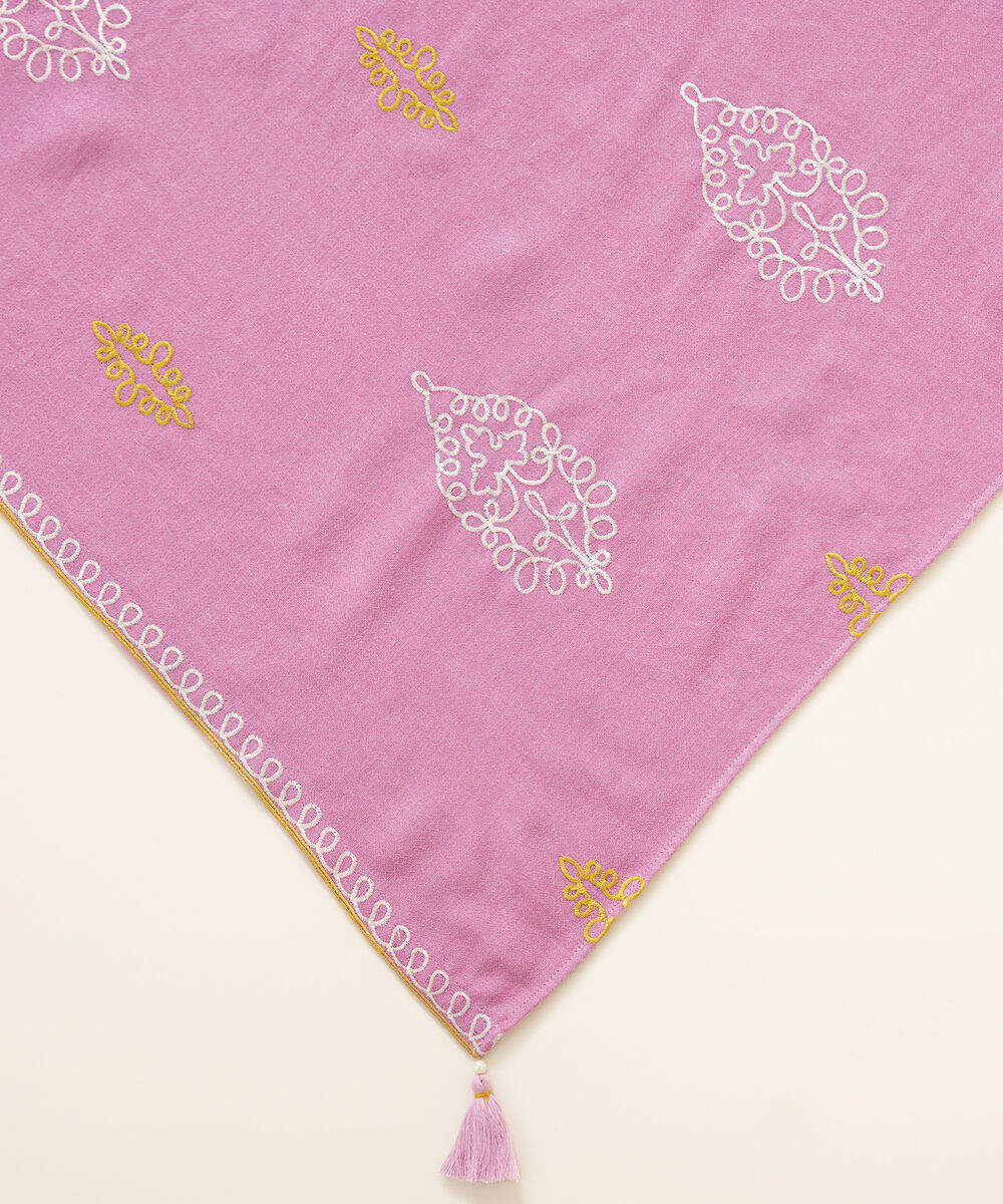 Embroidered Dobby Pink Dupatta