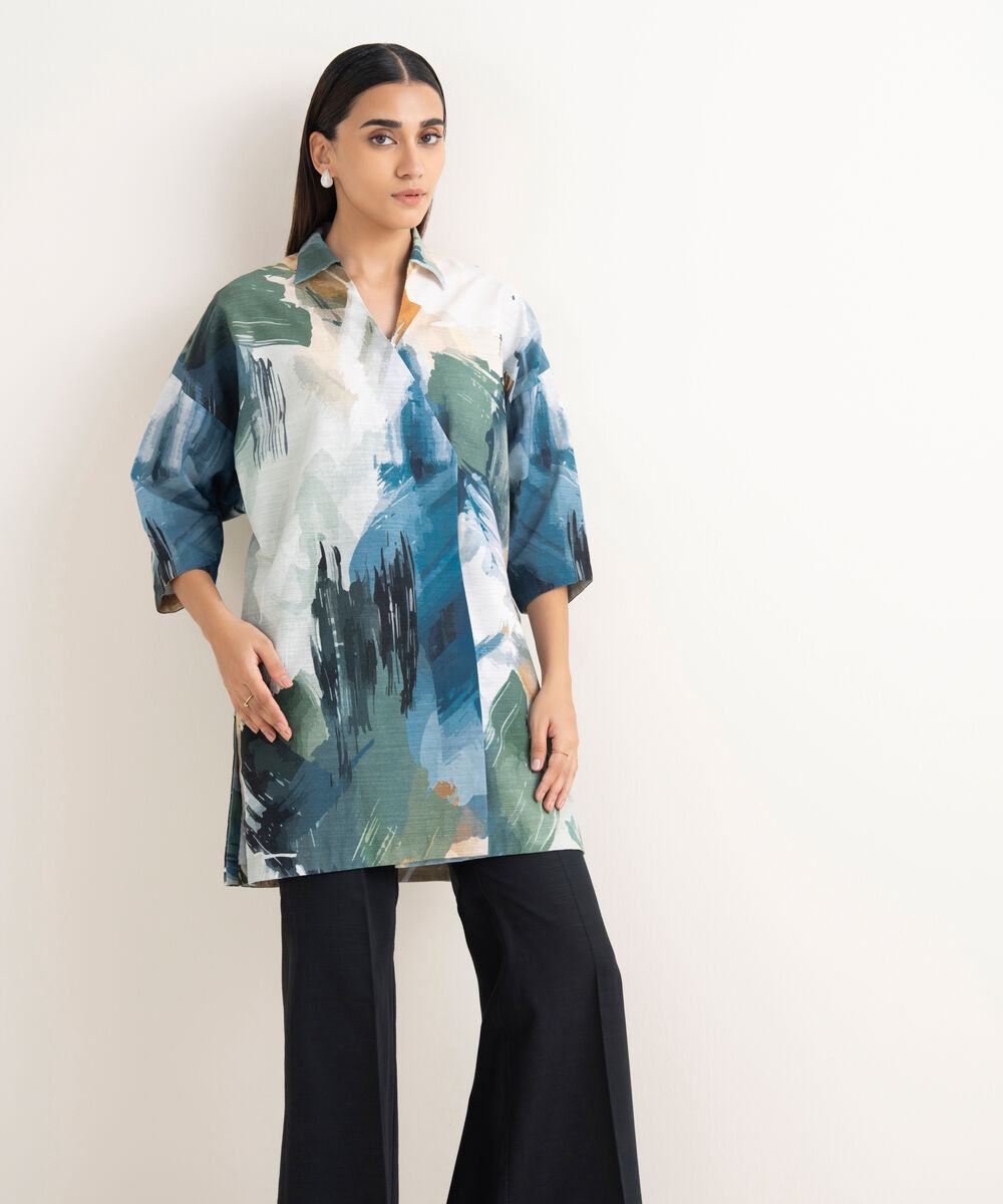Women's Unstitched Khaddar Printed Multi Shirt