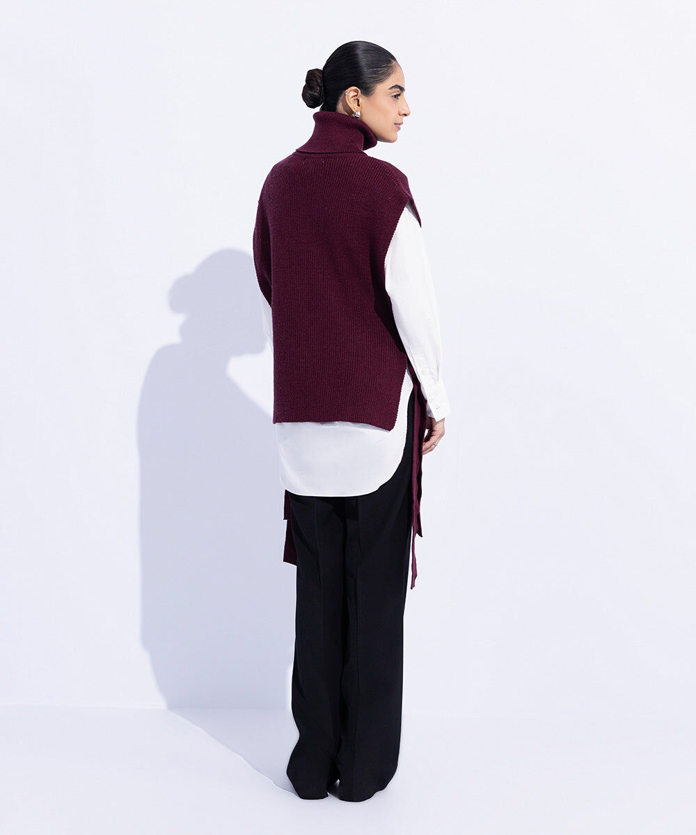 Woman - Red Turtle Neck Sweater Vest