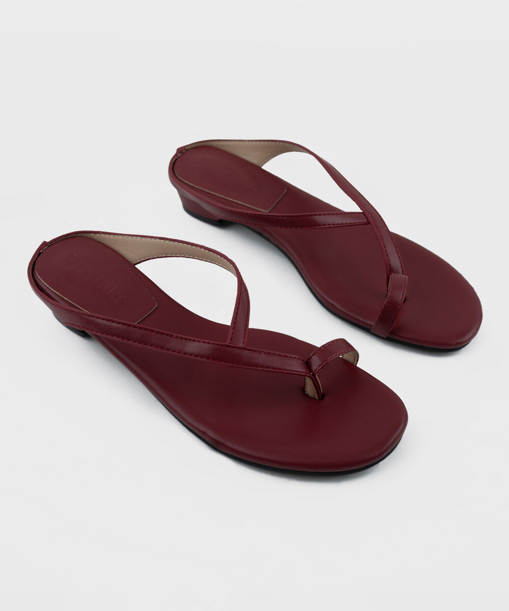 Women's Maroon Kitten Heel Sandal
