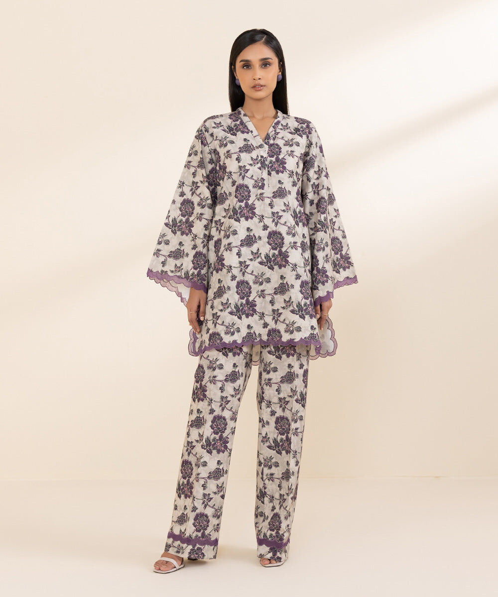 Women's Unstitched Light Khaddar Grey Printed 2 Piece Suit