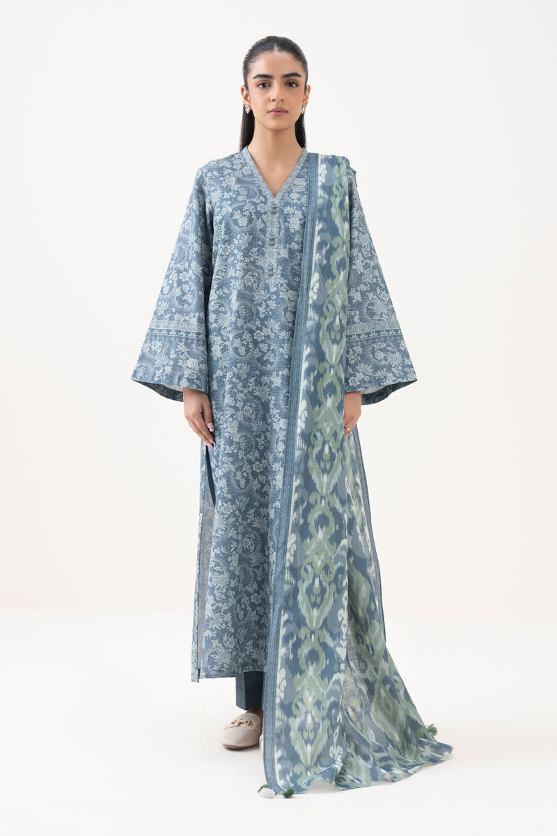 3 Piece - Printed Khaddar Suit