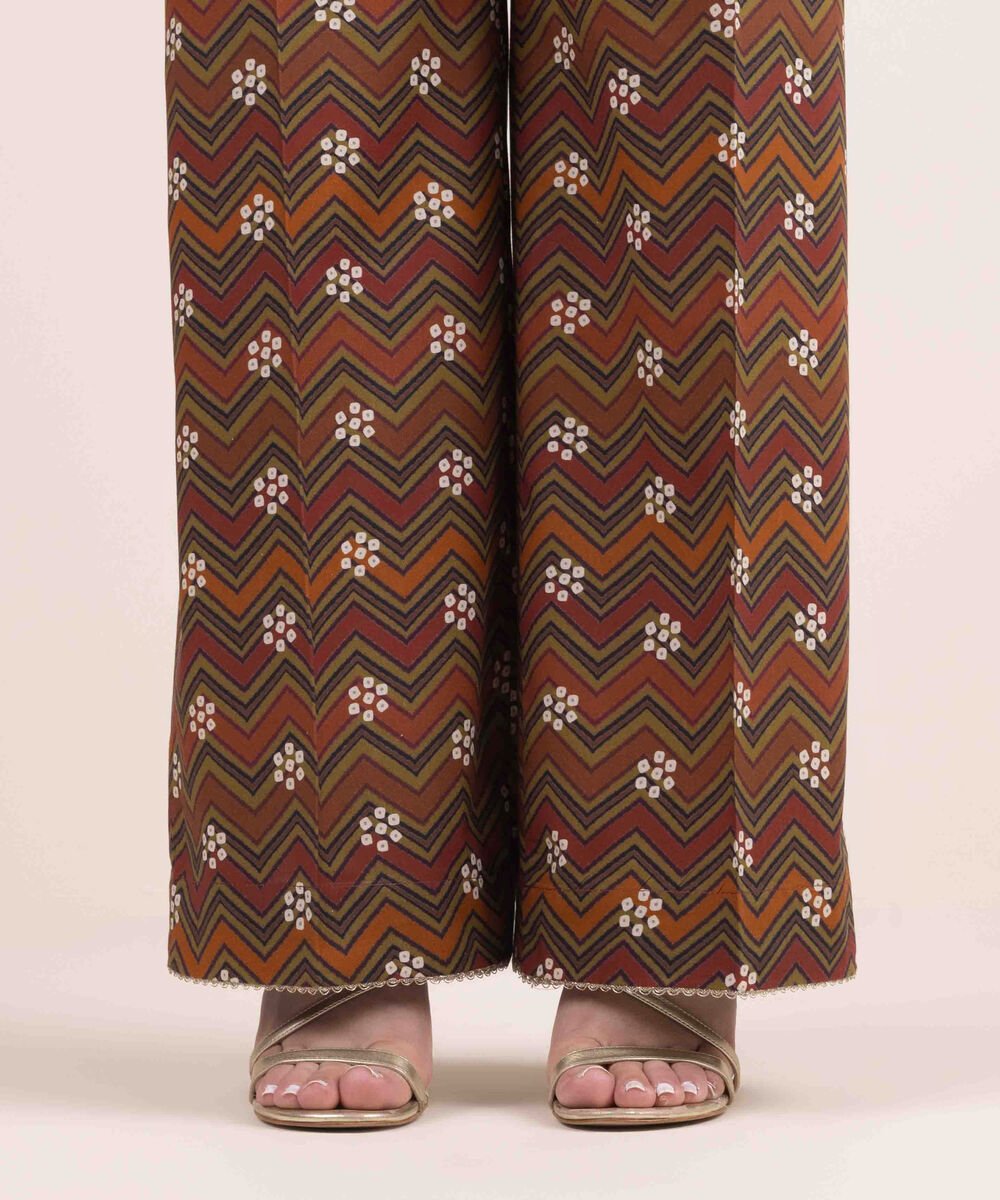 Printed Cambric Culottes Woman - Brown Printed Cambric Culottes
