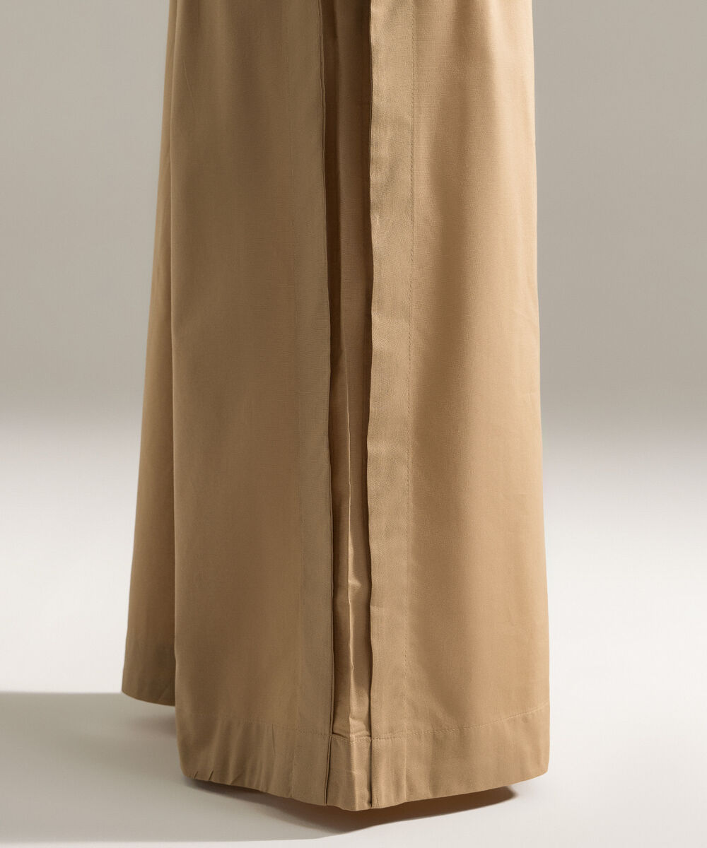 Women's RTW Cambric Printed Beige Flared Pants