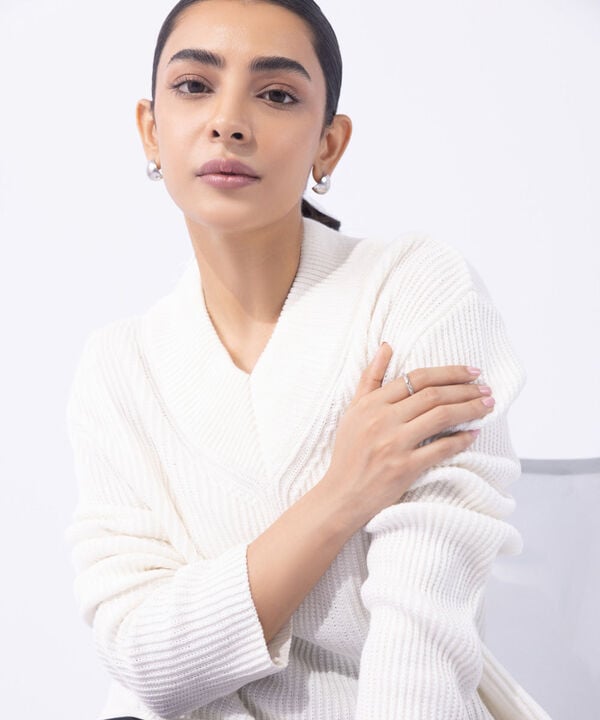 V Neck Knit Sweater null