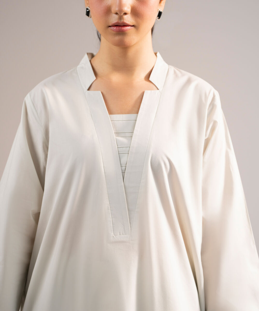 Women's RTW Poplin Solid Grey A-Line Shirt