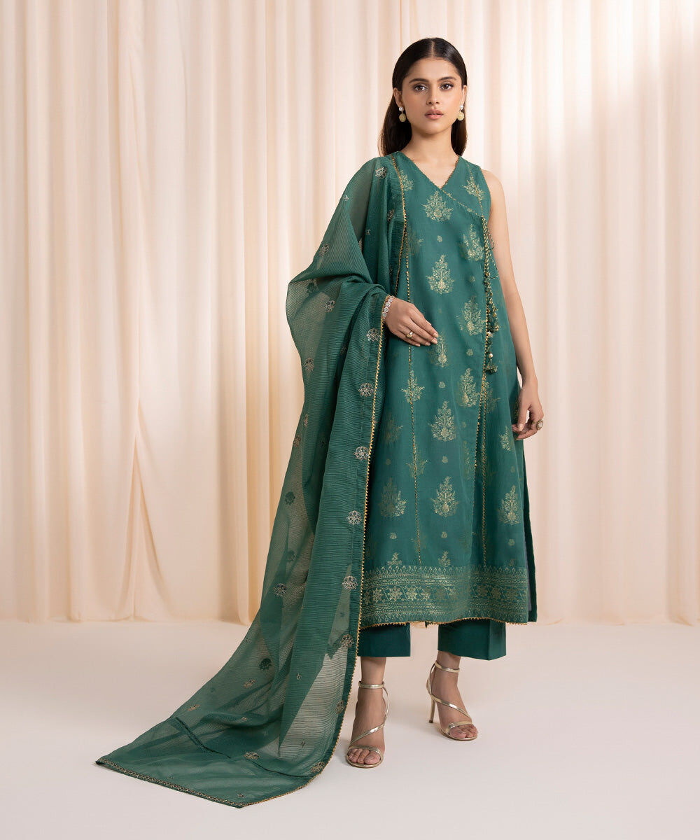 3 Piece - Embroidered Jacquard Suit