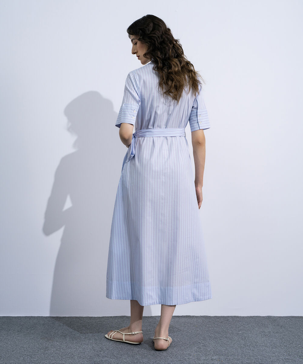 Women's Multi Striped Poplin Dress With Belt