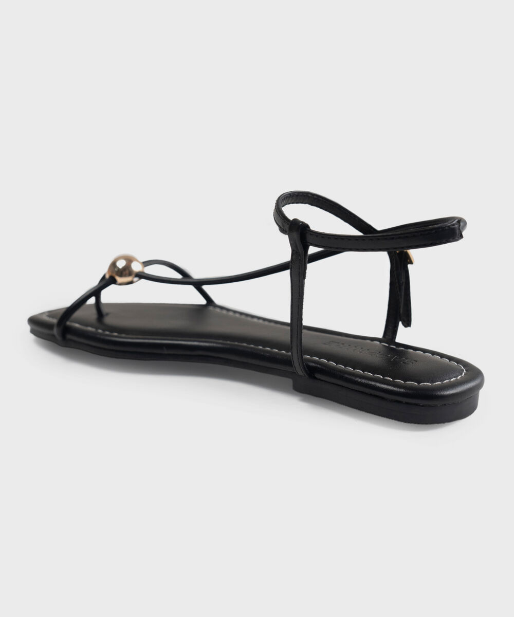 Women's Black Metallic Stud Detail Sandal