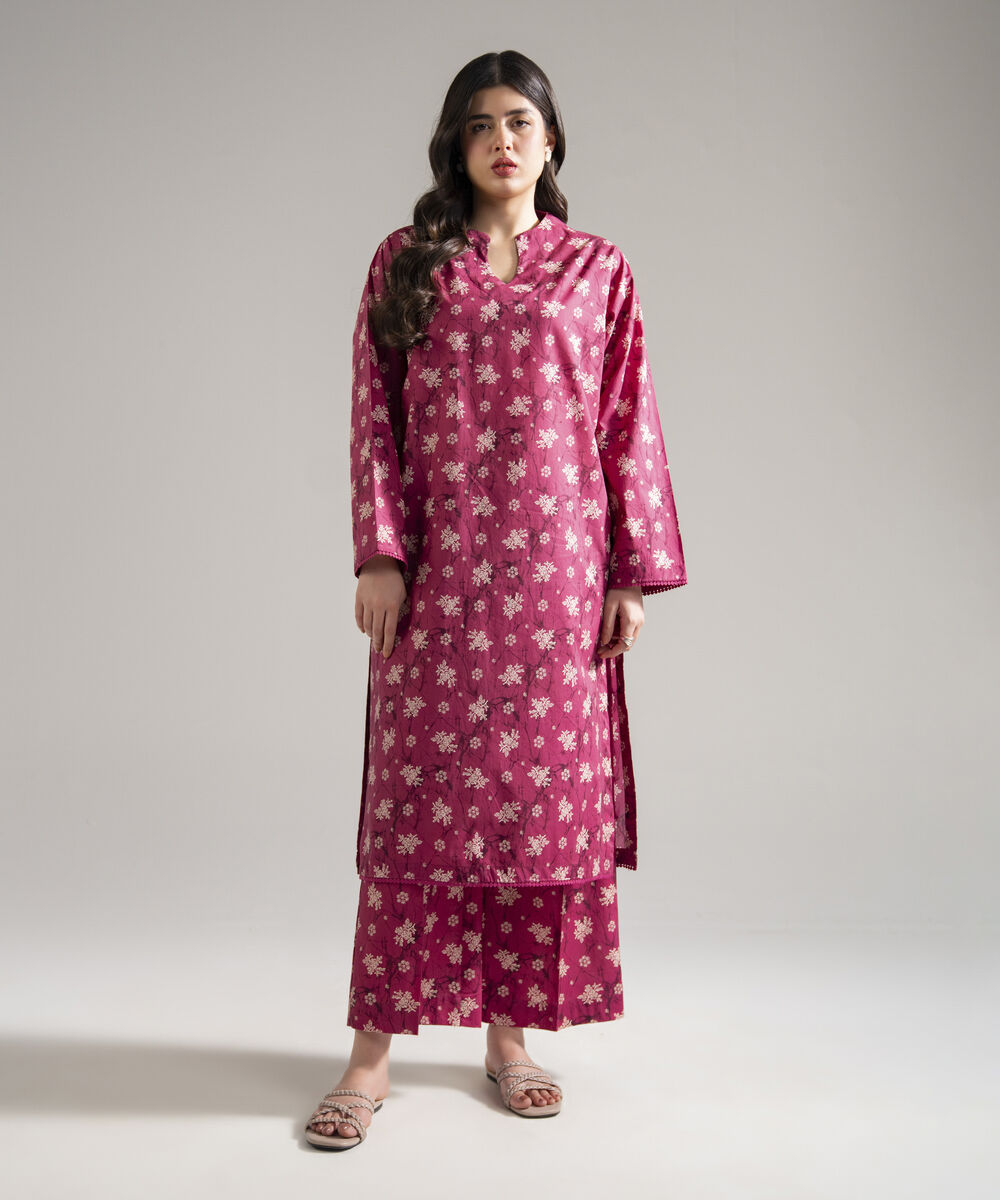 Women's RTW Lawn Printed Pink 2 Piece Suit