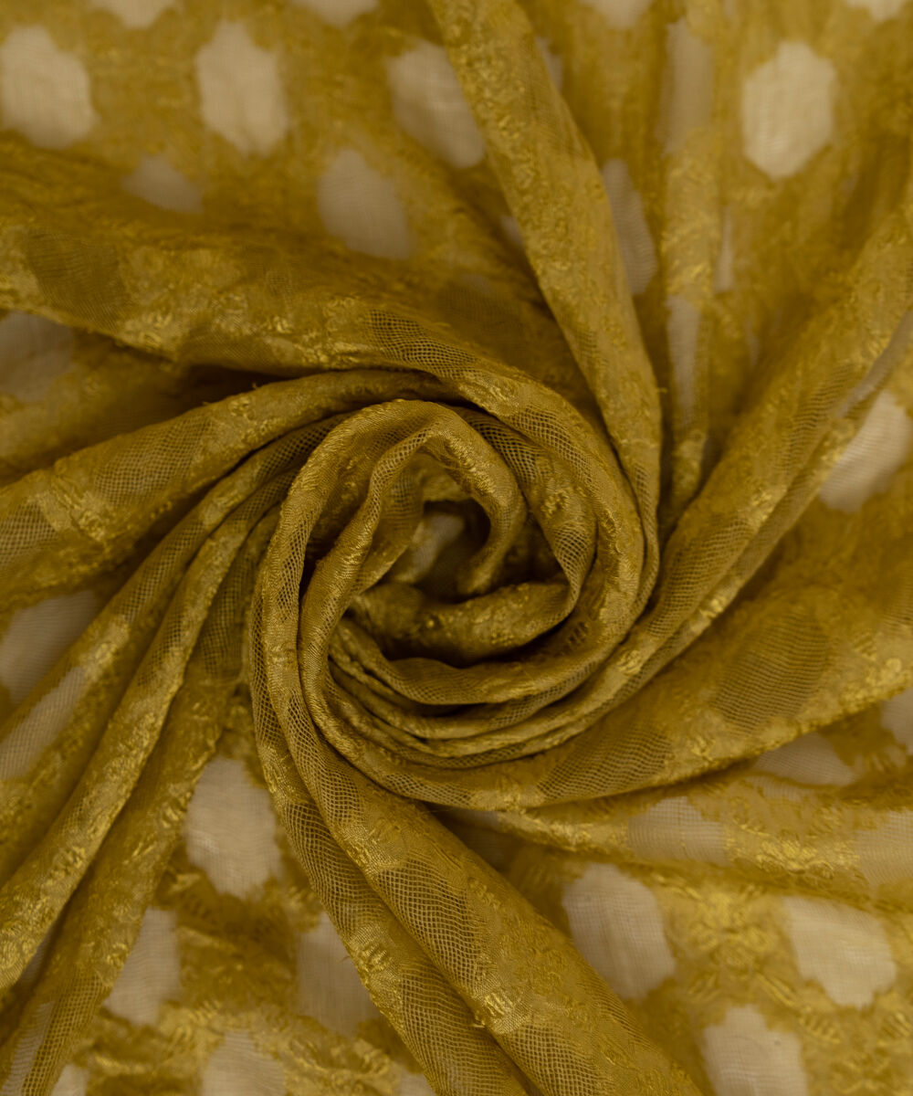 Brochea Jacquard Solid Yellow Dupatta