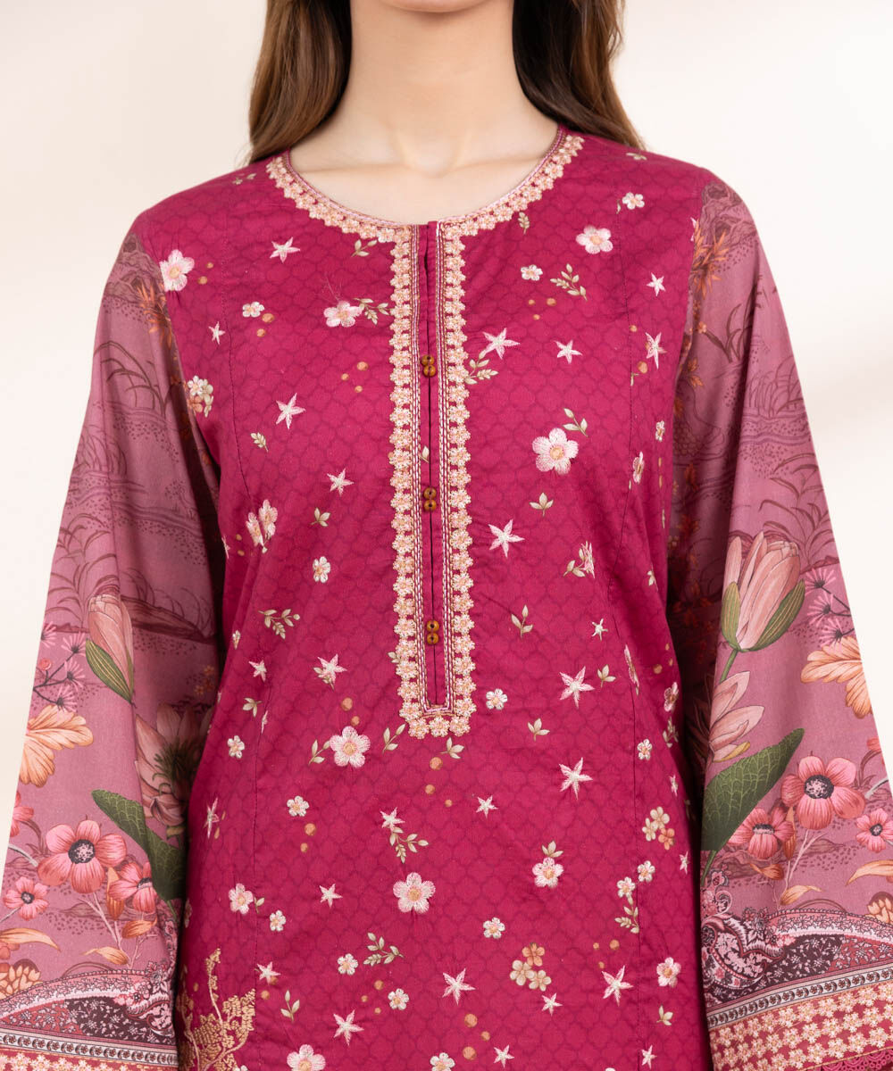 Women's Pret Lawn Pink Embroidered A-Line Shirt