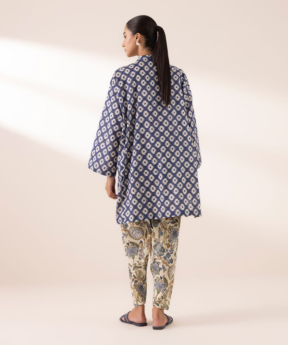 Women's RTW Lawn Blue Printed Boxy Shirt