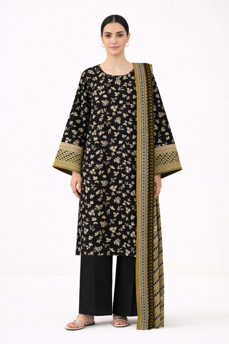 3 Piece - Printed Khaddar Suit