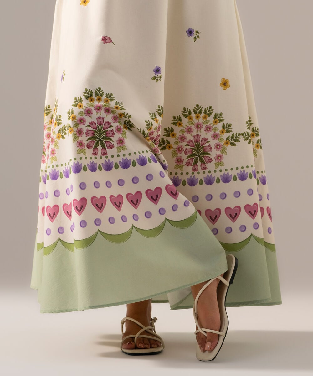 Printed Poplin Skirt — Sapphire view 4