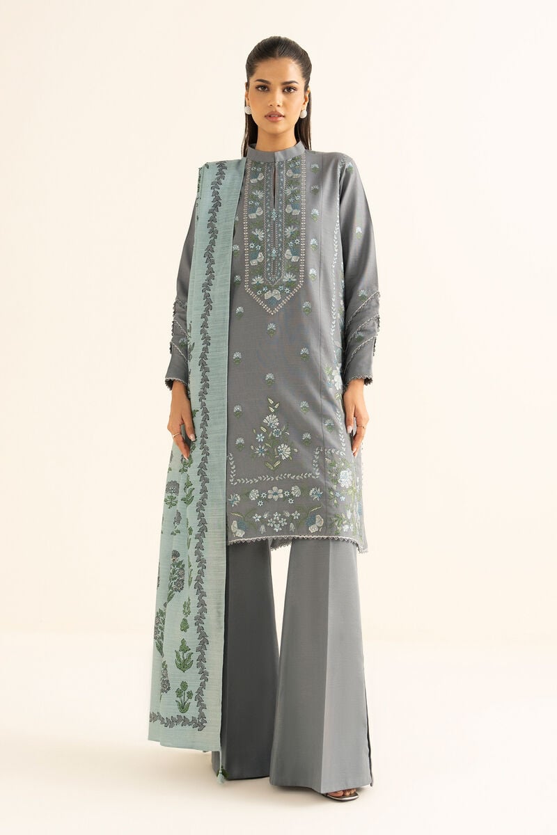 3 Piece - Embroidered Light Khaddar Suit