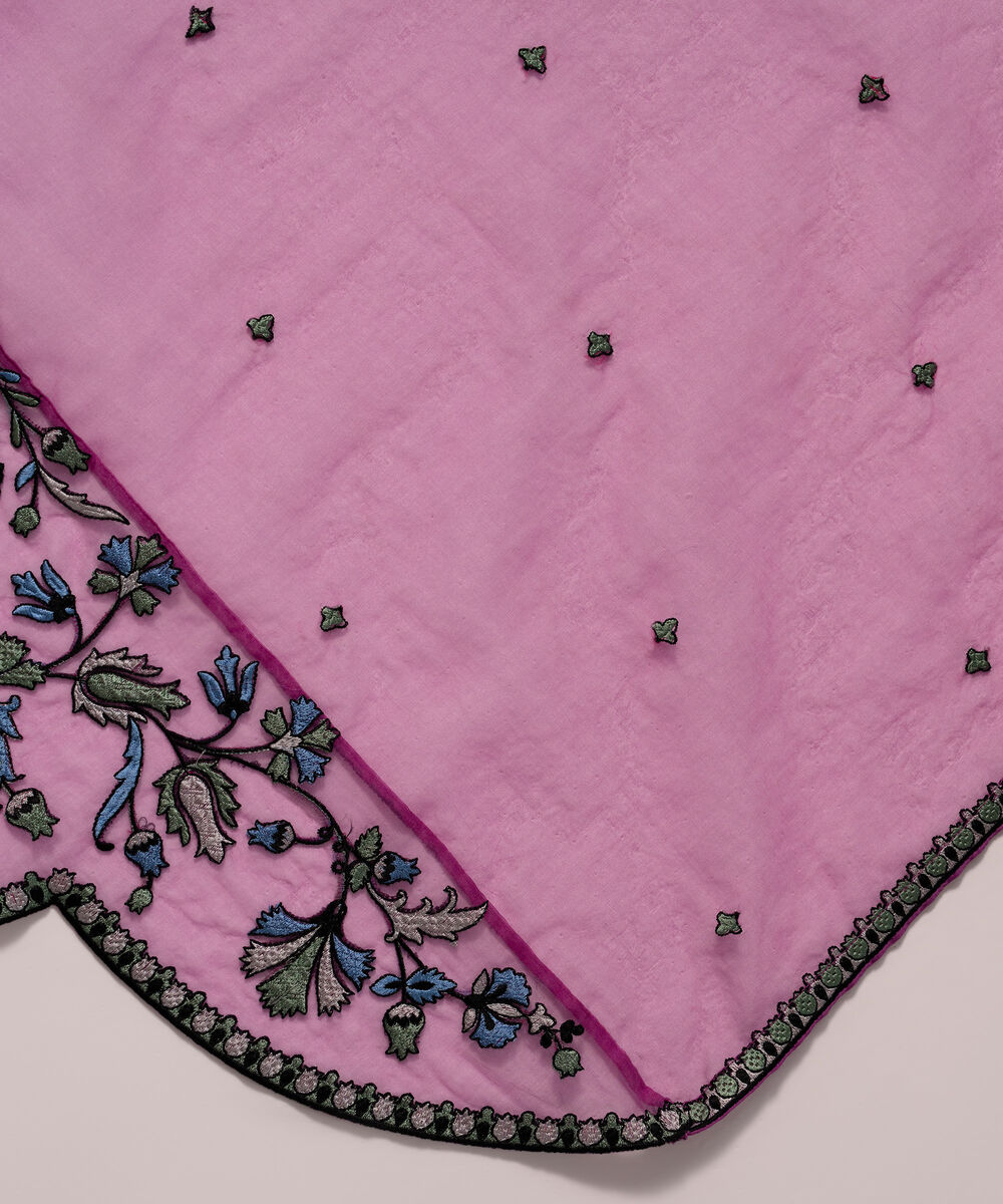 Blended Organza Embroidered Purple Dupatta