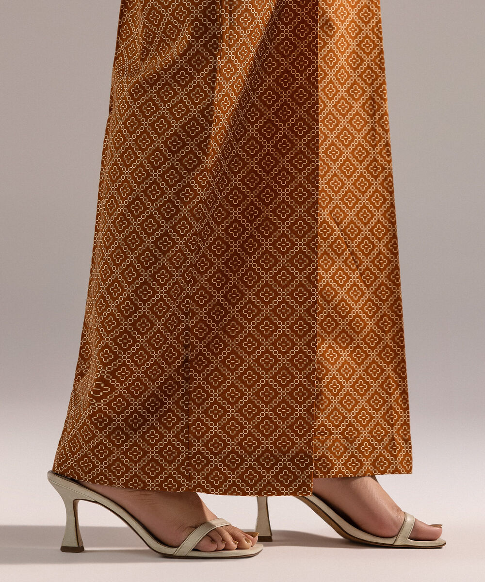 Women's RTW Cambric Printed Brown Culottes