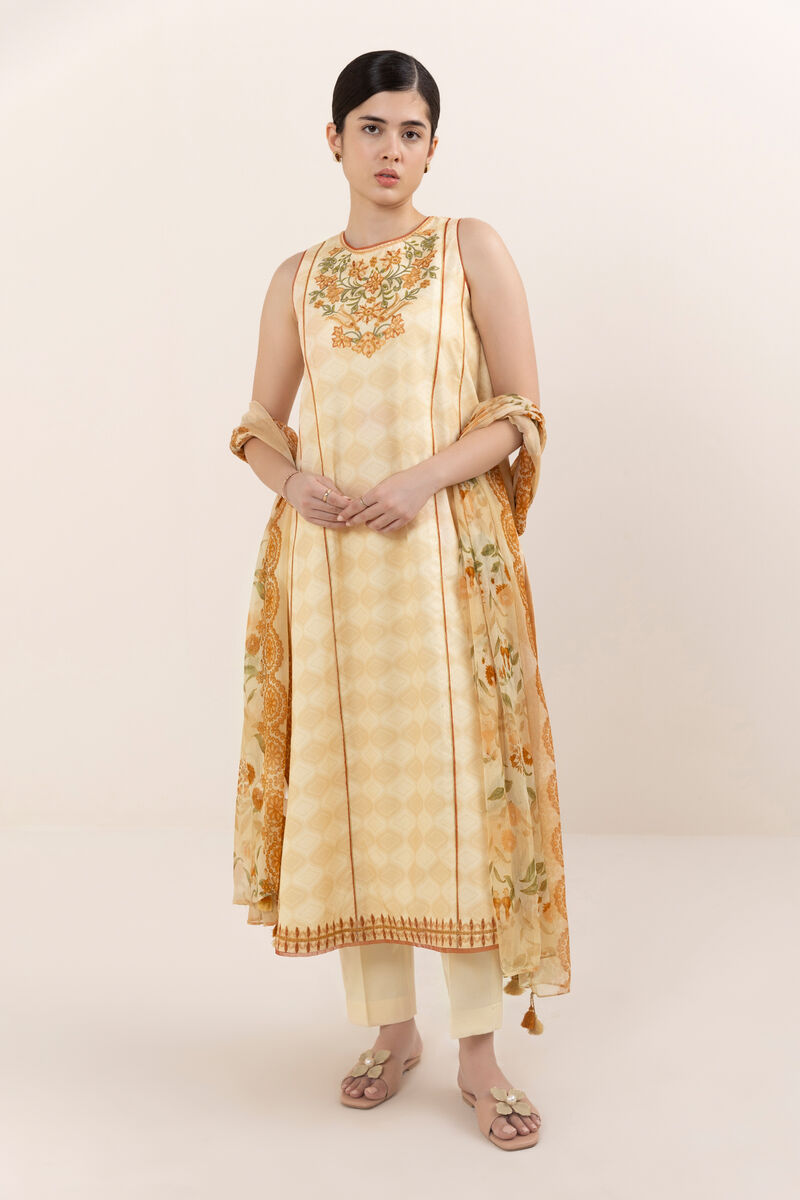 3 Piece - Embroidered Cotton Suit