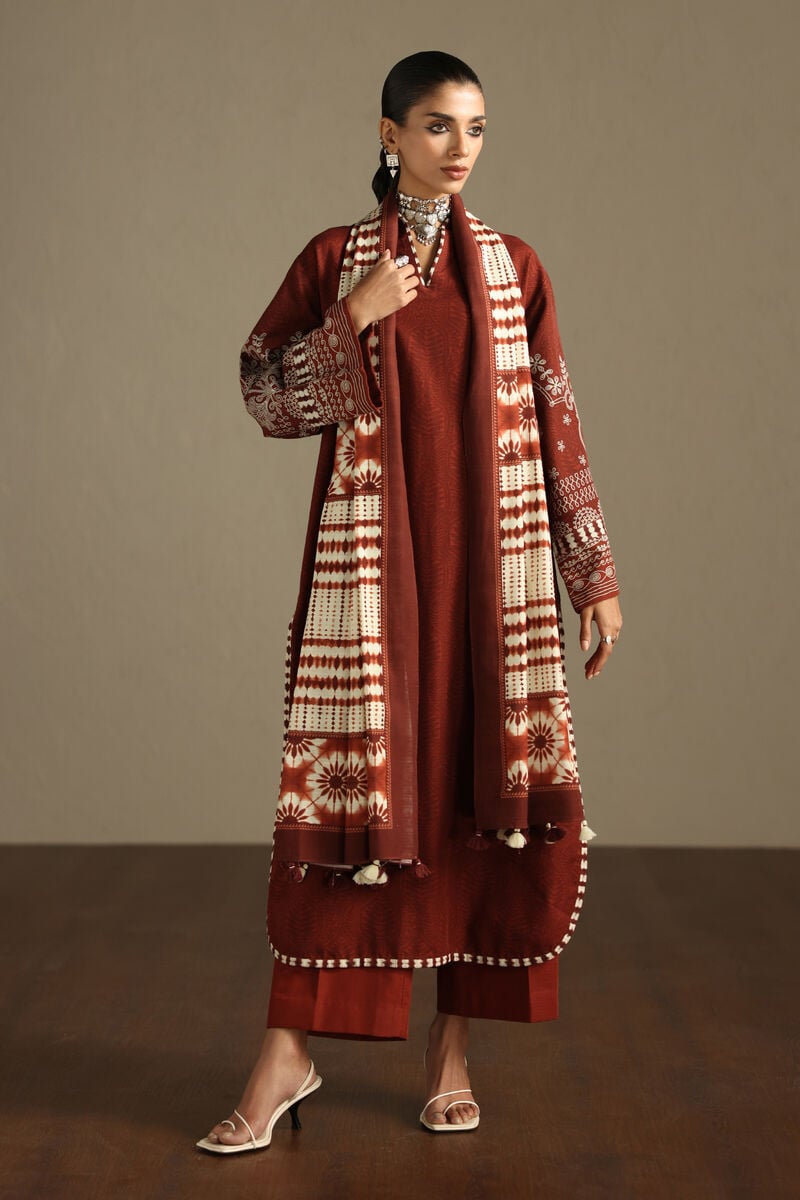 3 Piece - Printed Light Khaddar Suit