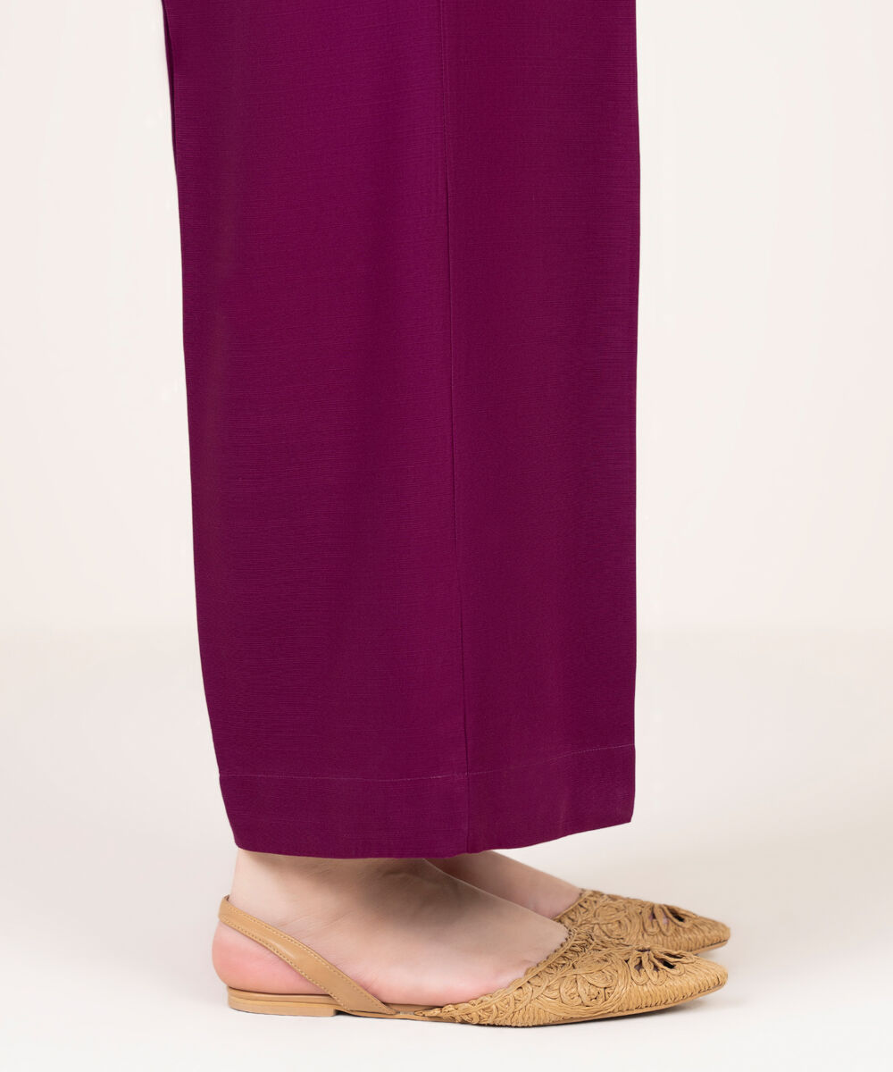Women's RTW Arabic Khaddar Solid Magenta Culottes