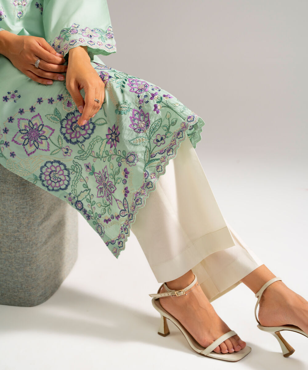Women's RTW Lawn Embroidered Green 2 Piece Suit