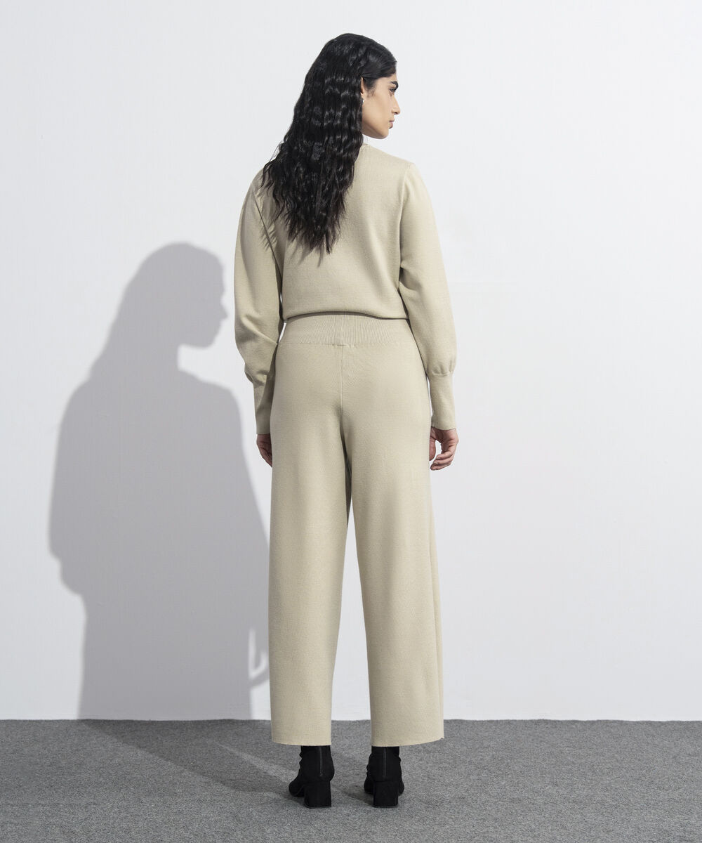 Women's Western Wear Beige Pull-On Knit Culottes