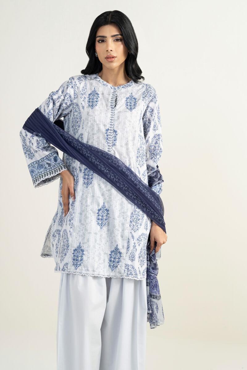 3 Piece - Embroidered Dobby Suit