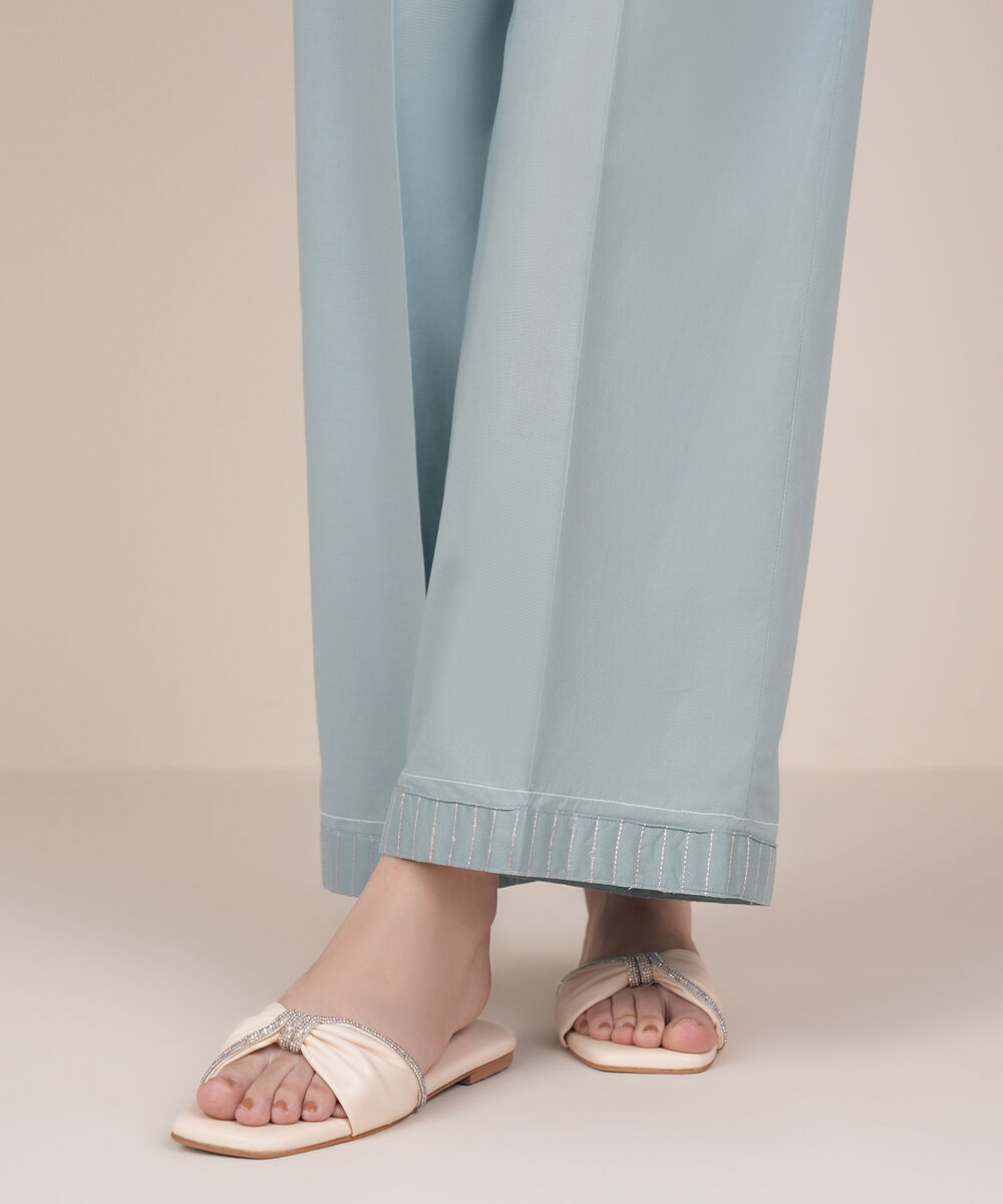 Women's RTW Cambric Blue Solid Culottes