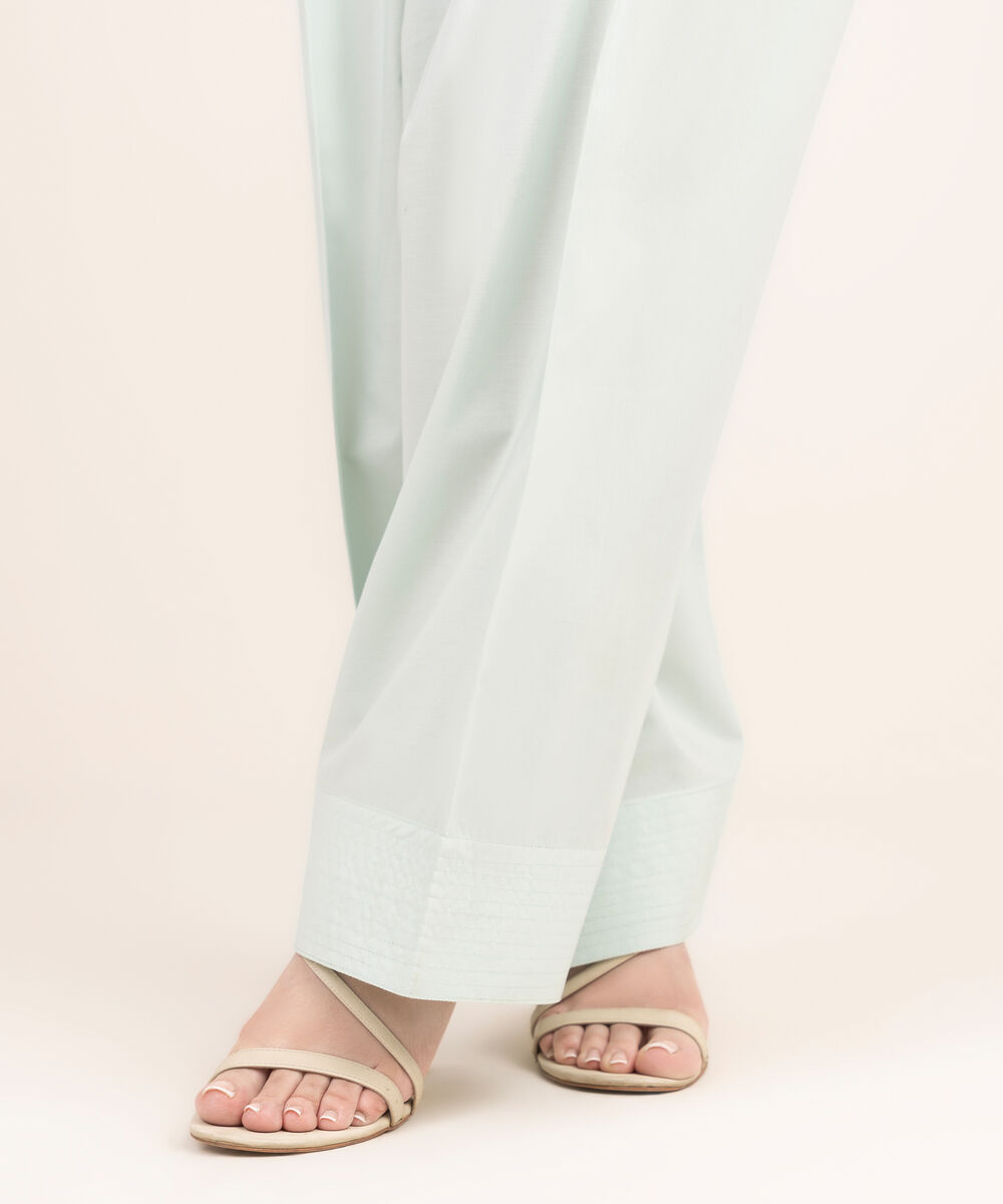 Women's RTW Cambric Solid Blue Shalwar