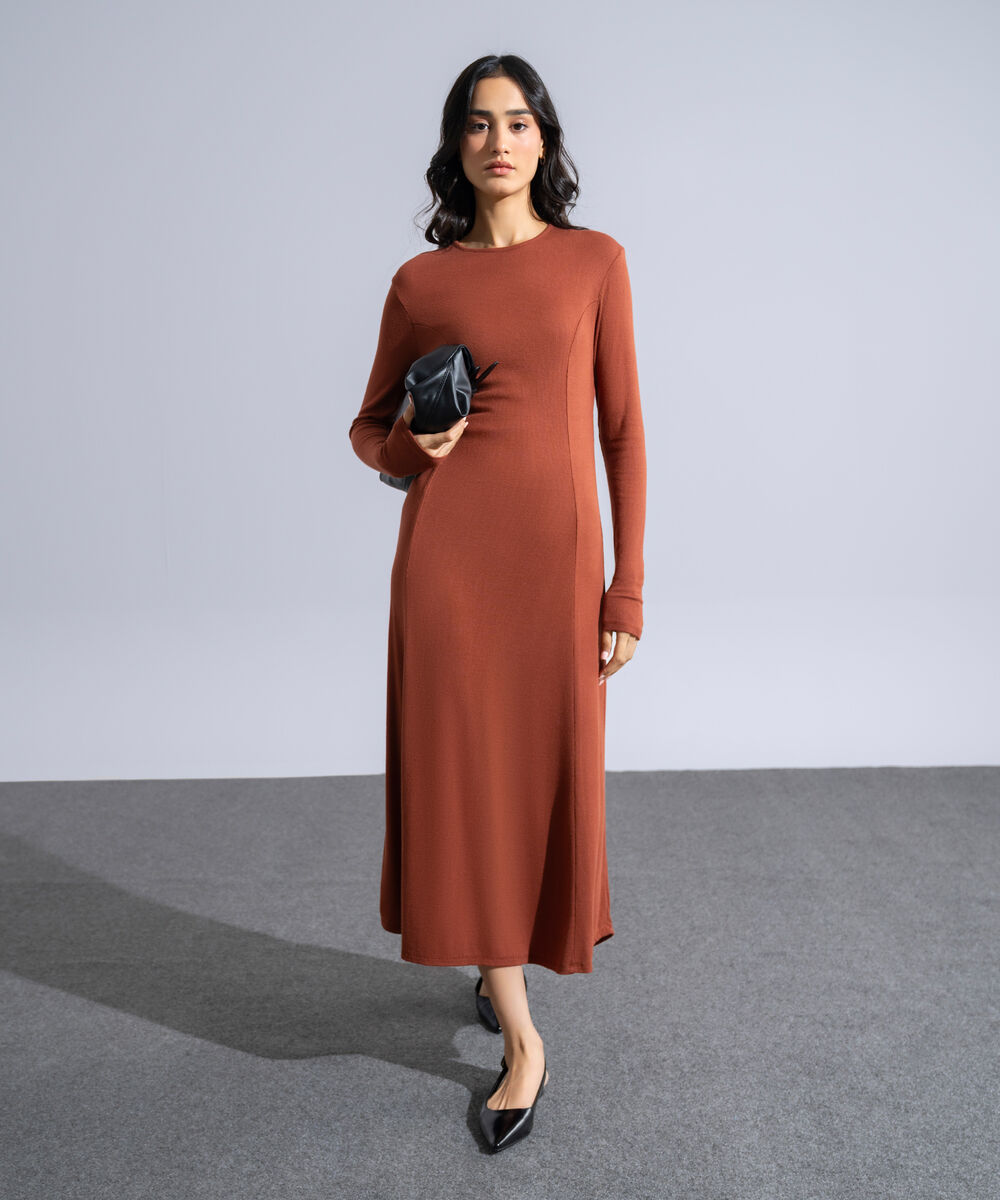 Women's Western Wear Rust Long Knit Dress