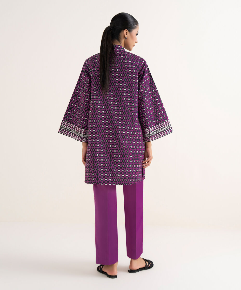 Women's Unstitched Lawn Printed Magenta Two Piece Suit