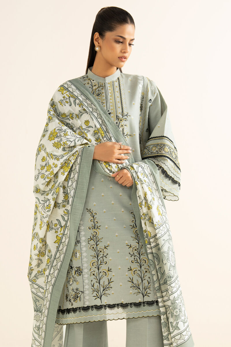 3 Piece - Embroidered Light Khaddar Suit