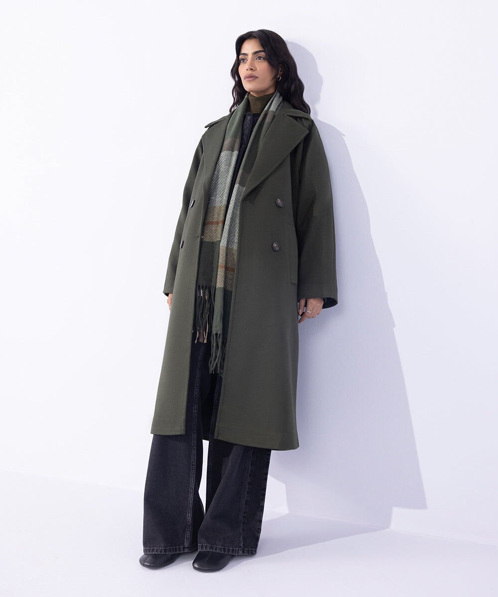 Oversized Raglan Coat Women's Western Wear Green Oversized Raglan Coat