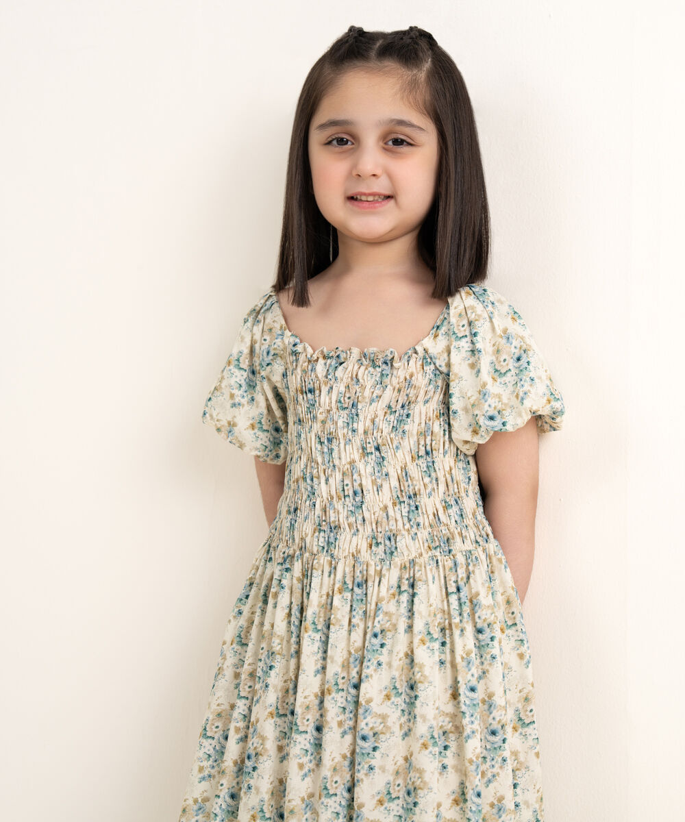 Girls Two Piece Printed Arabic Lawn Suit